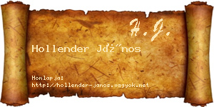 Hollender János névjegykártya